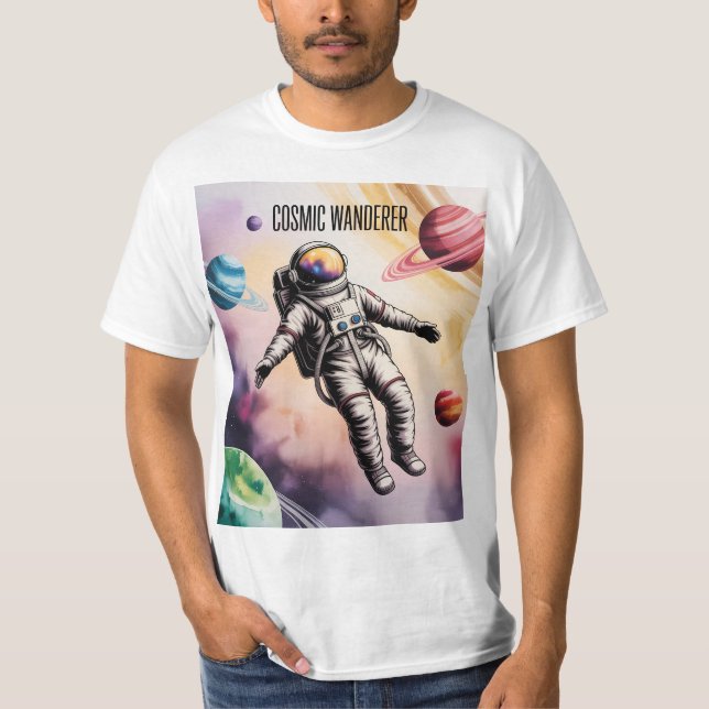 Camiseta Cosmic Wanderer – Floating Astronaut Space T-Shirt (Frente)
