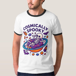 Camiseta Cosmically Spooky Design Space Skeleton Halloween