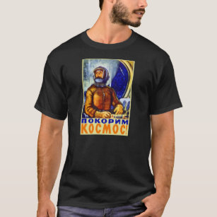 Camiseta Cosmonauta retro do soviete do kitsch do vintage