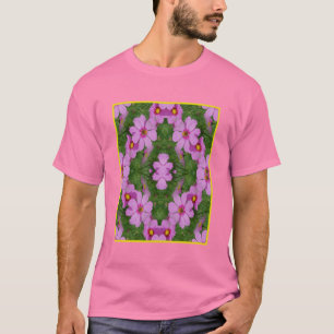 Camiseta Cosmos Rosa Flores de Margarida Abstrato