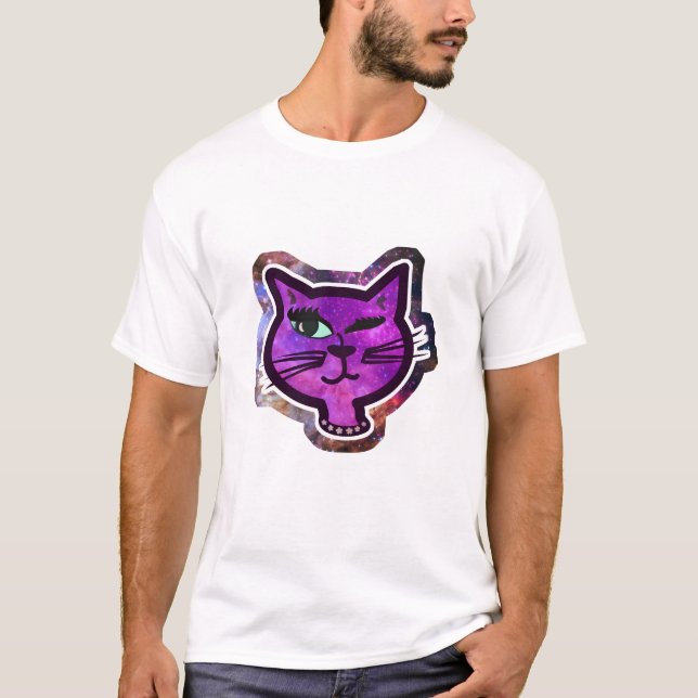 Camiseta Cosmos Sparkle Winking Cat T-Shirt (Frente)