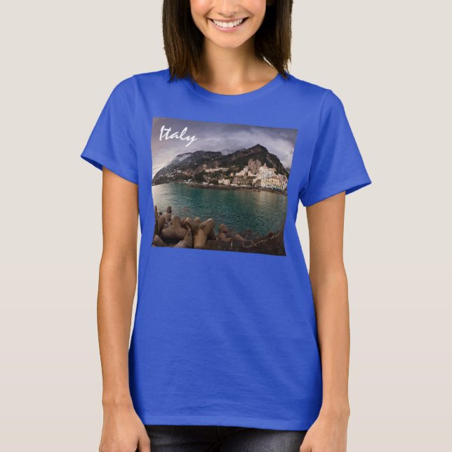 Camiseta Costa Amalfi Picturesque, Itália, Cidade Costeira (Frente)