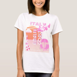 Camiseta Costa Amalfi, Viagem Art, Pré-ppy Viagem, rosa