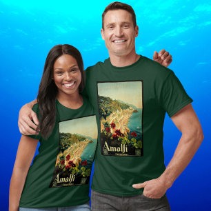 Camiseta Costa Amalfitana Itália, Cartaz de Viagem Antigo I
