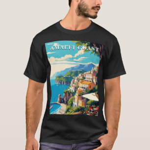Camiseta Costa Amalfitana Itália Estilo Retro de Viagem Vin