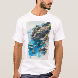 Camiseta Costa de Dreamy Amalfi: Design de pintura por aqua