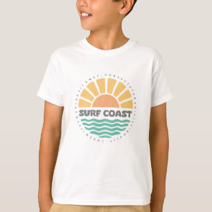 Camiseta Costa de Surf Pôr do Sol Vintage Design Retrô