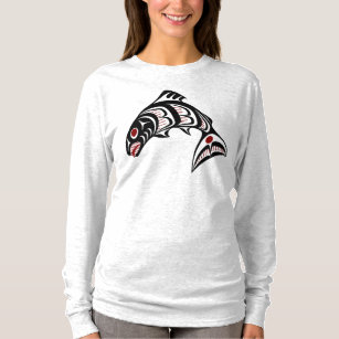 Camiseta Costa do Pacífico Noroeste Haida art Salmon