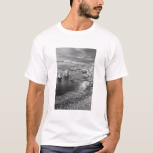 Camiseta Costa litoral da praia em preto e branco, Califórn