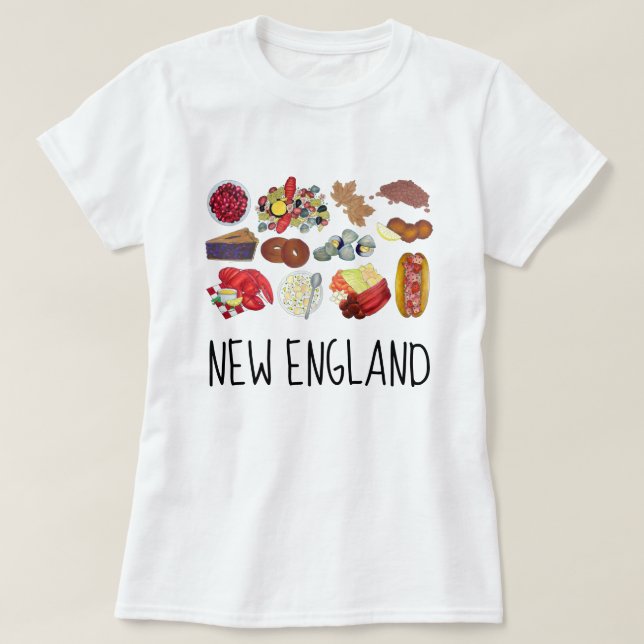 Camiseta Costa Nova Inglaterra Comidas Nordeste América do  (Frente do Design)