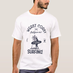 Camiseta Costa Oeste Califórnia Eu Amo Surf Vintage Surf