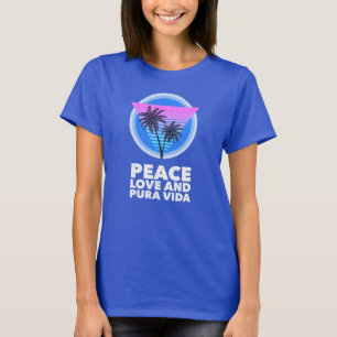 Camiseta Costa Rica anos 80 Peace Love e Pura Vida Palm Tre