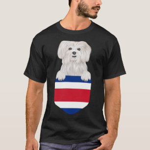 Camiseta Costa Rica Bandeira Cão Maltês No Bolso