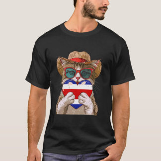 Camiseta Costa Rica Bandeira Costarriquenha Coração Gato Co