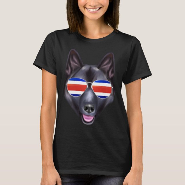 Camiseta Costa Rica Bandeira Norueguesa Elkhound Dog Tico P (Frente)