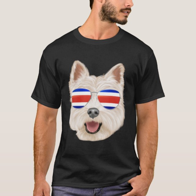 Camiseta Costa Rica Bandeira West Highland White Terrier Do (Frente)