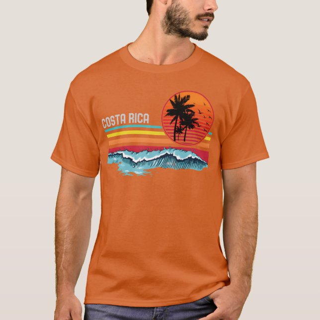 Camiseta Costa Rica Beach Sunset 80S Surfing Surf 70S famil (Frente)