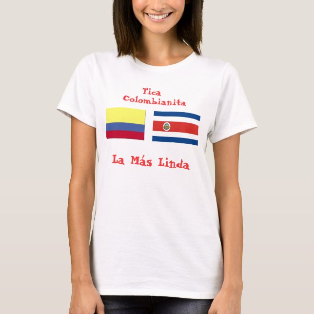 Camiseta costa_rica_flag, colombian_flag, Tica, Colômbia… (Frente)