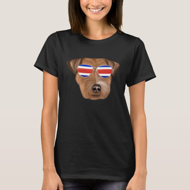 Camiseta Costa Rica Flag Russell Terrier Dog Tico Pocket (Frente)