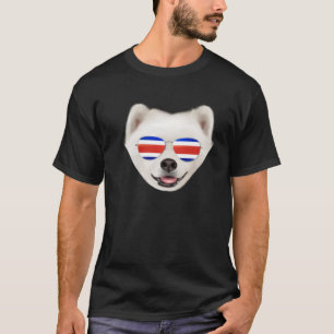 Camiseta Costa Rica Flag Samoyed Dog Tico Pocket