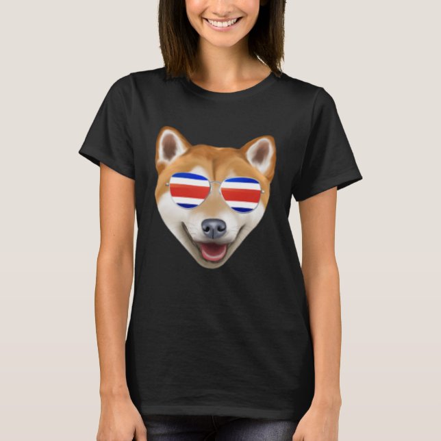 Camiseta Costa Rica Flag Shiba Inu Dog Tico Pocket (Frente)