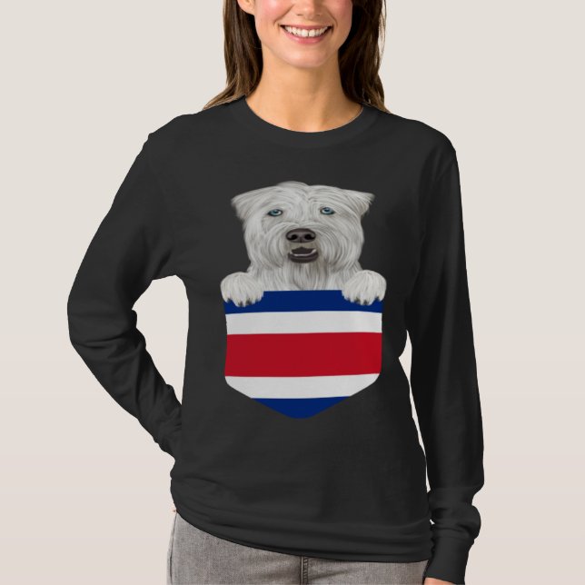 Camiseta Costa Rica Flag Soft Coated Wheaten Terrier Dog In (Frente)