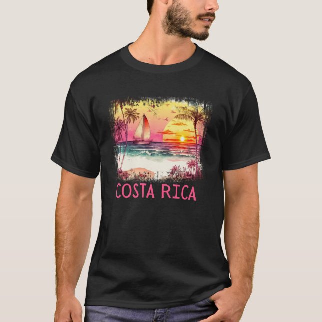 Camiseta Costa Rica Palm Árvore Férias Praia Verão e Sur (Frente)