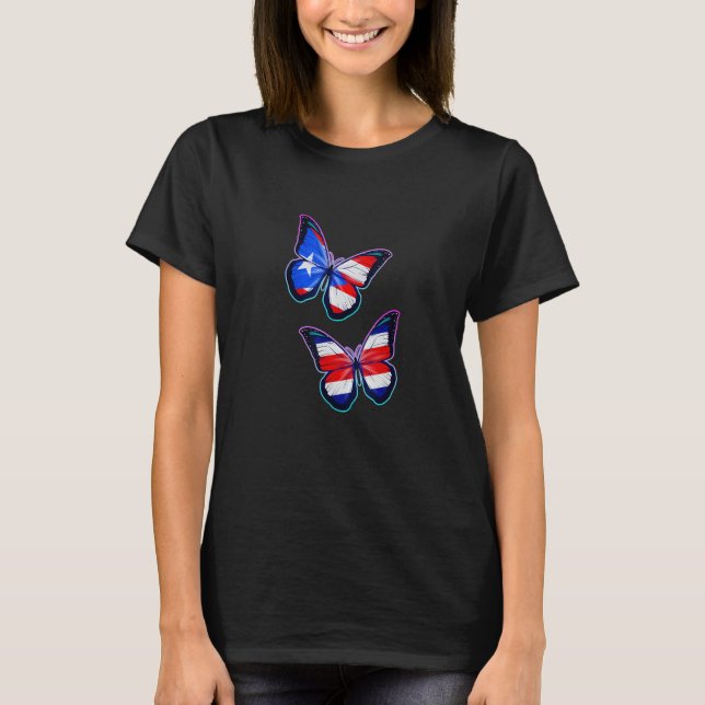 Camiseta Costa Rica Puerto Rico bicultural roots Butterfly  (Frente)