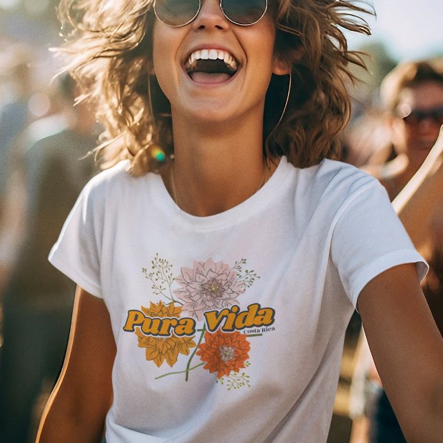 Camiseta Costa Rica Pura Vida Flores Botânicas (Costa Rica Pura Vida Botanical Flowers T-Shirt)