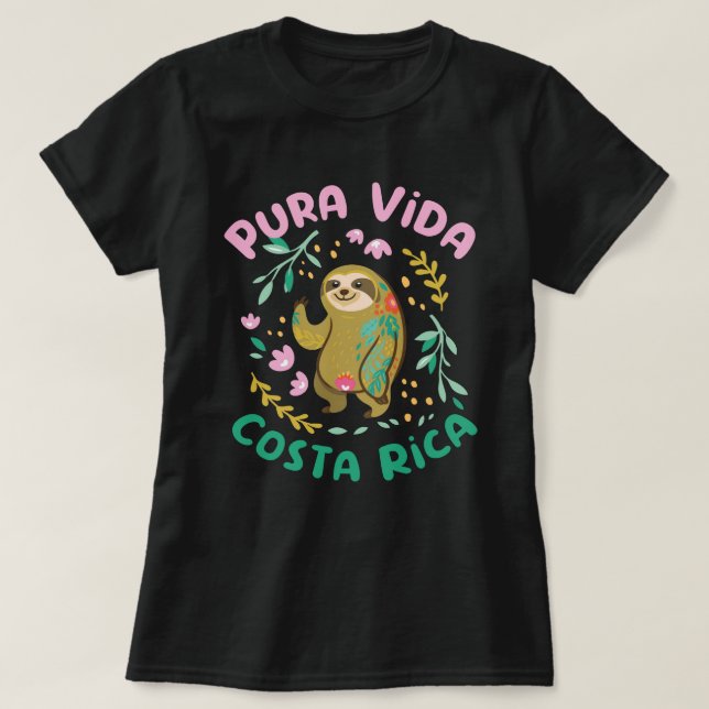 Camiseta Costa Rica Pura Vida Sloth (Frente do Design)