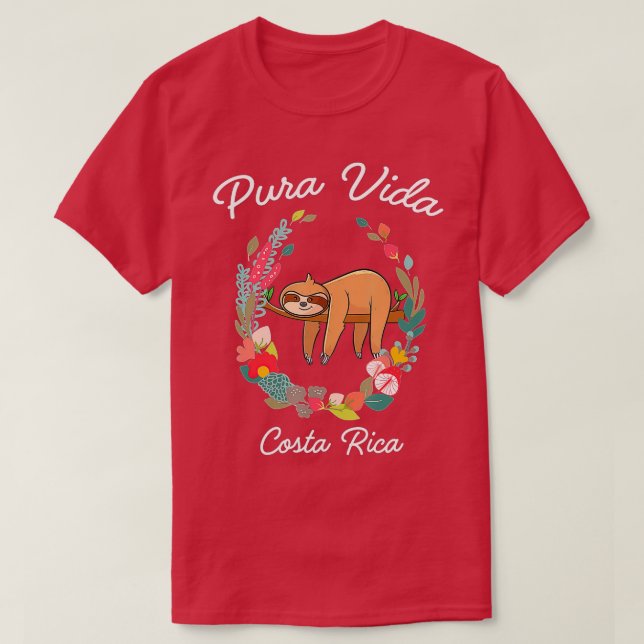 Camiseta Costa Rica Pura Vida Sloth (Frente do Design)