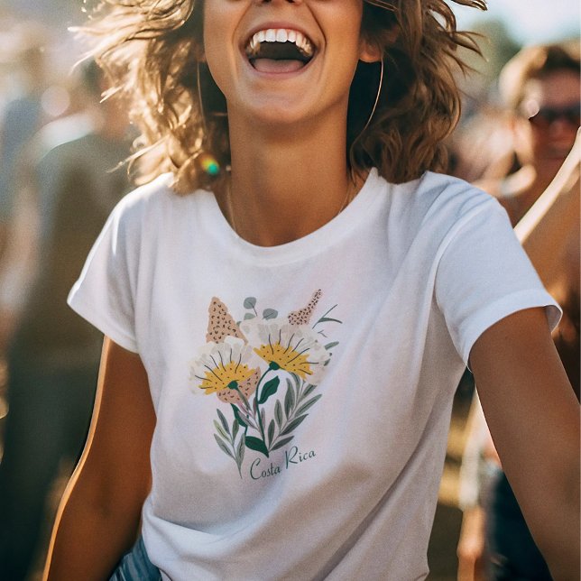 Camiseta Costa Rica Souvenir, botânica feminina (Woman's Botanical Costa Rica Souvenir T-Shirt)
