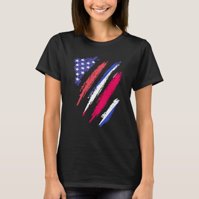 Camiseta Costa Rican American Patriot Grown Heart Flag Stri (Frente)