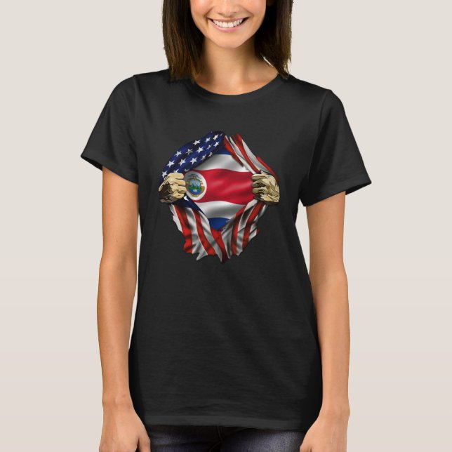 Camiseta Costa Rican Blood Inside Me Costa Rica Flag (Frente)