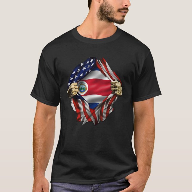 Camiseta Costa Rican Blood Inside Me Costa Rica Flag (Frente)