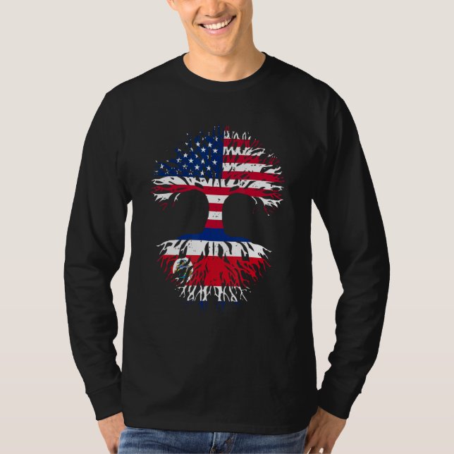 Camiseta Costa Rican Roots American Grown USA Flag  Costa R (Frente)