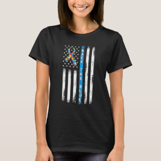 Camiseta Costas Azuis da Bandeira Americana Fita Puzzle Aut