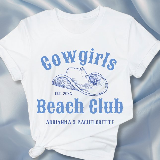 Camiseta Costeira Cowgirl Beach Club Bachelorette Personali (Coastal Cowgirl Beach Club Bachelorette Custom T-Shirt)