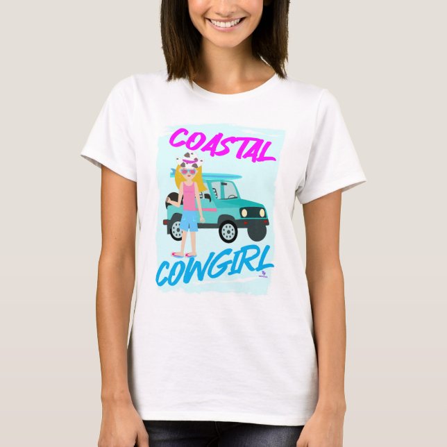 Camiseta Costeira Cowgirl Trend Engraçado Design Art (Frente)