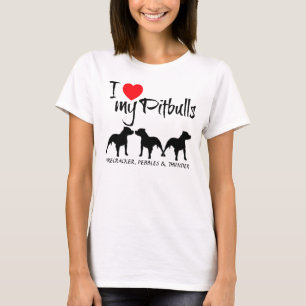 Camiseta Costume Amo Meus Três Pitbulls