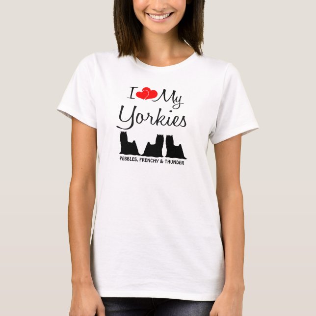 Camiseta Costume Amo Os Meus Três Yorkies (Frente)