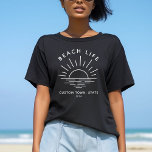 Camiseta Costume Beach Sunset Minimalist Modern Boho<br><div class="desc">Vias de praia de Boho! Carregar a magia do pôr do sol da cidade com nossa única camiseta. Personalizado,  moderno e perfeito para sua vida de férias na praia. 👜 #BeachLifeStyle #BohoChic</div>