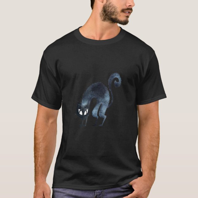 Camiseta Costume Black Cat Halloween Happy (Frente)