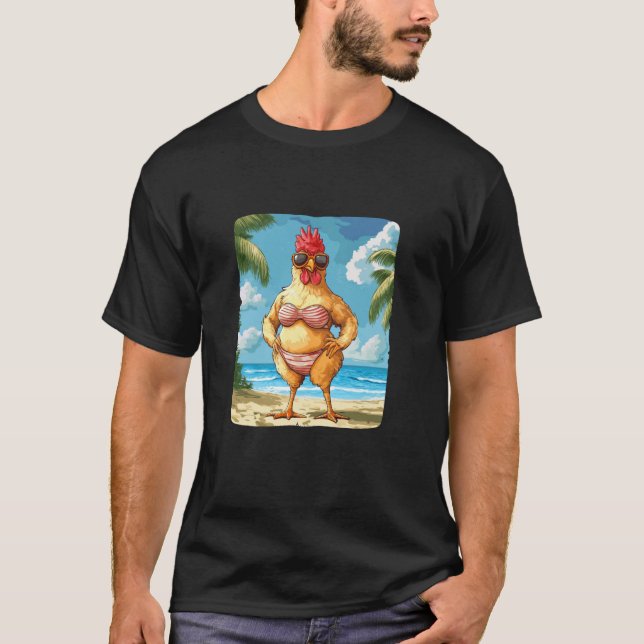 Camiseta Costume de Beach Bikini com esta Natação de frango (Frente)