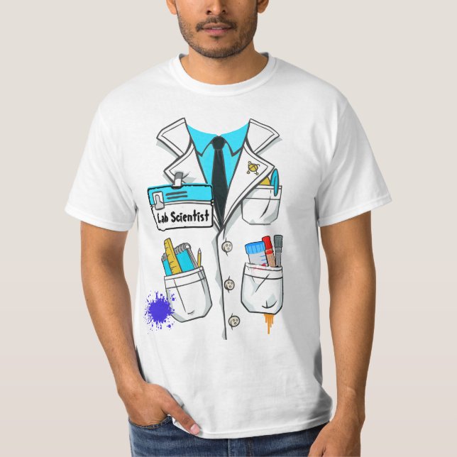 Camiseta Costume de Casaco do Laboratório de Nome de etique (Frente)