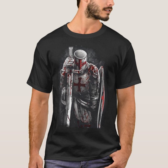 Camiseta Costume de Cavaleiros Templários Cristãos, Rosary  (Frente)