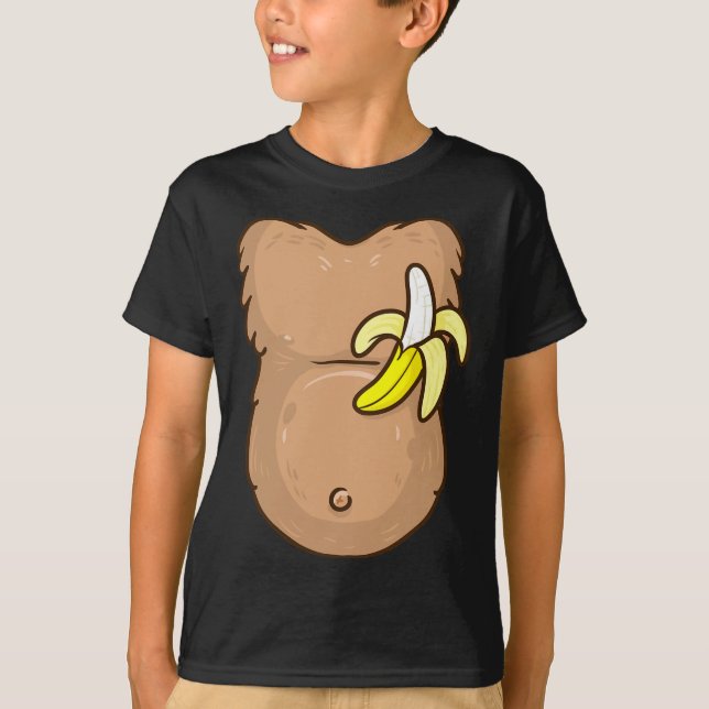 Camiseta Costume De Macaco Para Crianças, Figurino De Hallo (Frente)