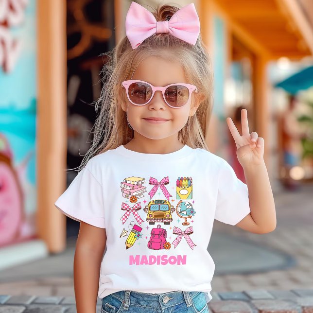 Camiseta Costume De Volta Às Meninas Escolares Primeiro Dia (Criador carregado)