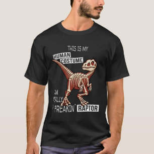 Camiseta Costume Humano Dino Halloween Velociraptor Freakin