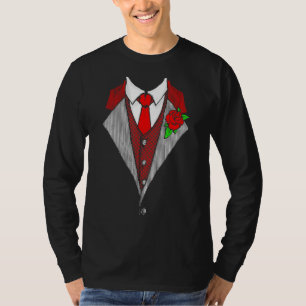 Camiseta Costume Red Arco Tie Tuxedo Funny Dia de os namora
